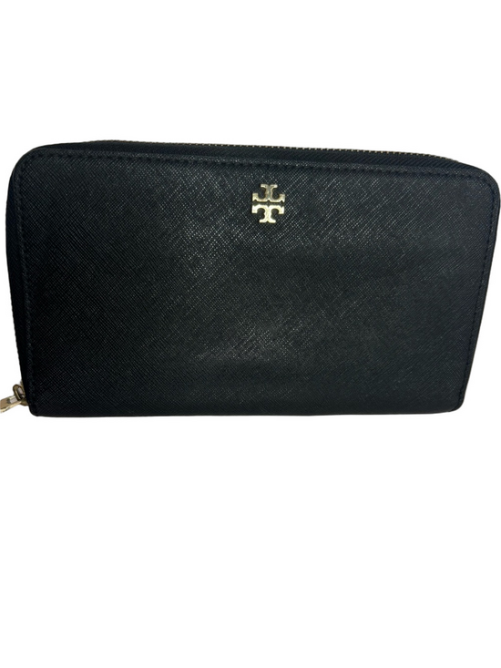 Tory Burch Handbags - #303 Tory Burch Emerson Zip Around Long Wallet Black Saffiano Leather